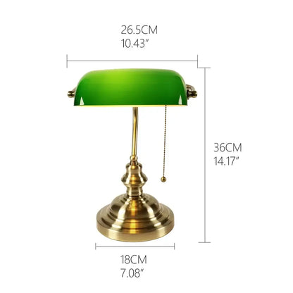 Glossy glass banker lamp cover office desk shade green & amber