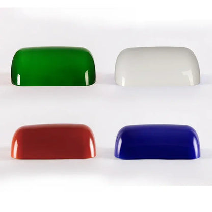 Glossy glass banker lamp cover office desk shade green & amber