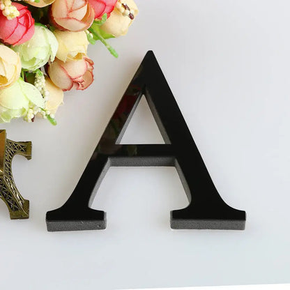 Glossy gold 3d mirror alphabet letters living room wall decor