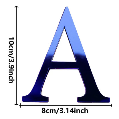 Glossy gold 3d mirror alphabet letters living room wall decor
