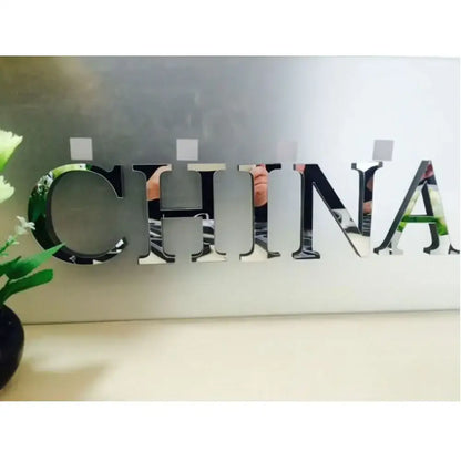 Glossy gold 3d mirror alphabet letters living room wall decor