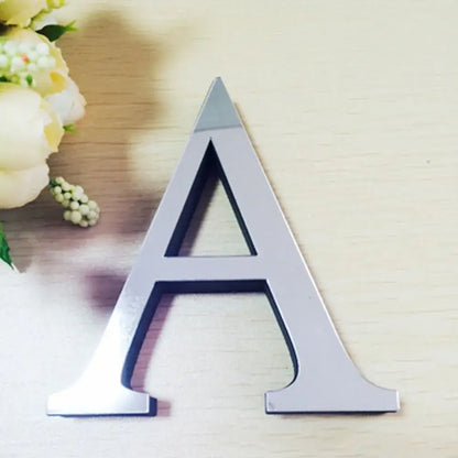 Glossy gold 3d mirror alphabet letters living room wall decor