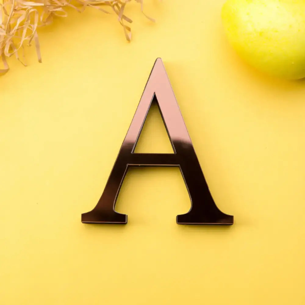 Glossy gold 3d mirror alphabet letters living room wall decor
