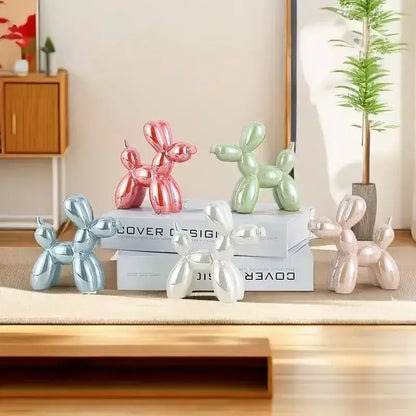 Glossy iridescent silver and gold 22cm balloon dog – living room decor