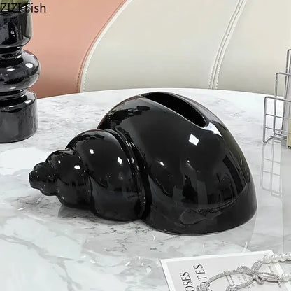 Glossy lavender conch ceramic tissue box living room decor