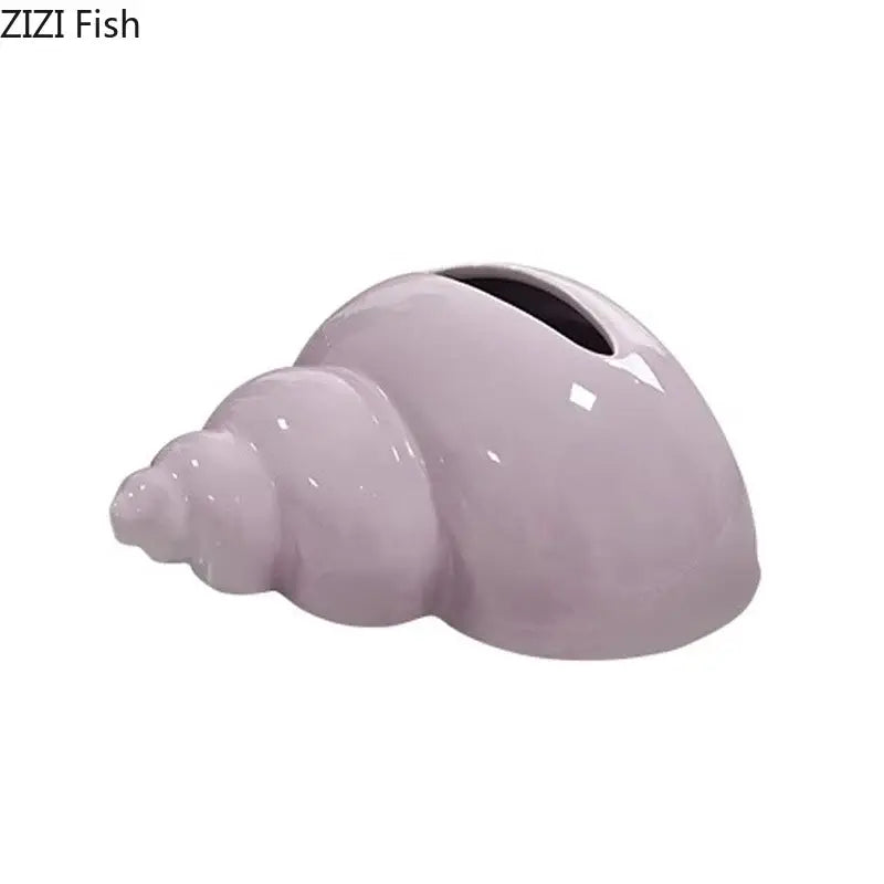 Glossy lavender conch ceramic tissue box living room decor