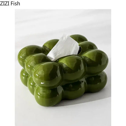 Glossy lime green bubble ceramic tissue box dining table decor