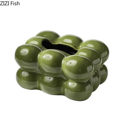 Glossy lime green bubble ceramic tissue box dining table decor