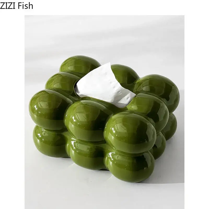 Glossy lime green bubble ceramic tissue box dining table decor