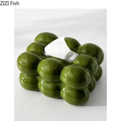 Glossy lime green bubble ceramic tissue box dining table decor