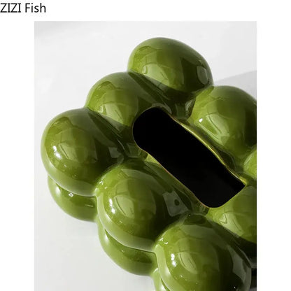 Glossy lime green bubble ceramic tissue box dining table decor