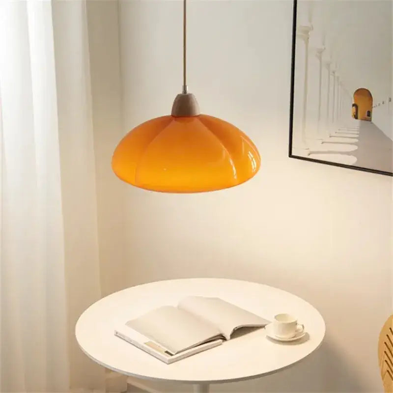 Glossy orange ceramic pumpkin chandelier for bedroom lighting