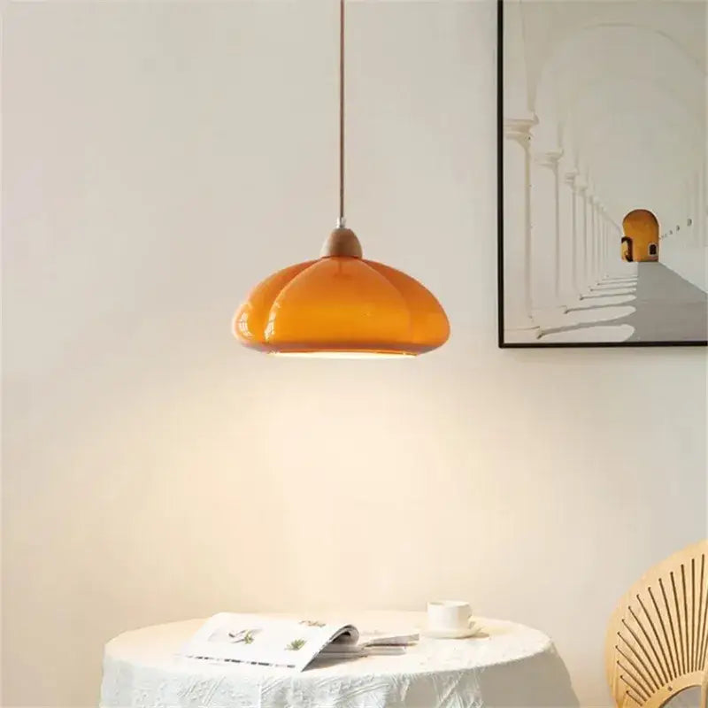 Glossy orange ceramic pumpkin chandelier for bedroom lighting