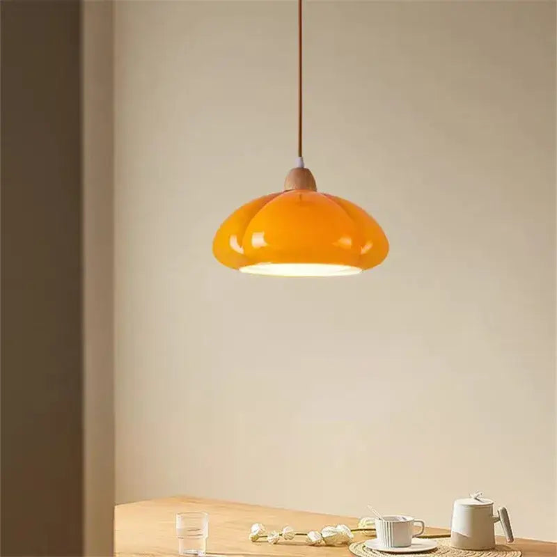 Glossy orange ceramic pumpkin chandelier for bedroom lighting