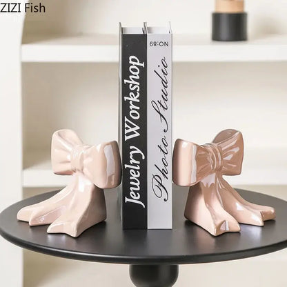 Glossy pink bowknot ceramic vase bedroom floral decor