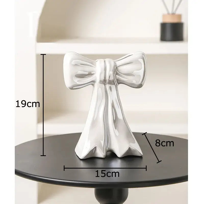 Glossy pink bowknot ceramic vase bedroom floral decor