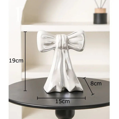 Glossy pink bowknot ceramic vase bedroom floral decor