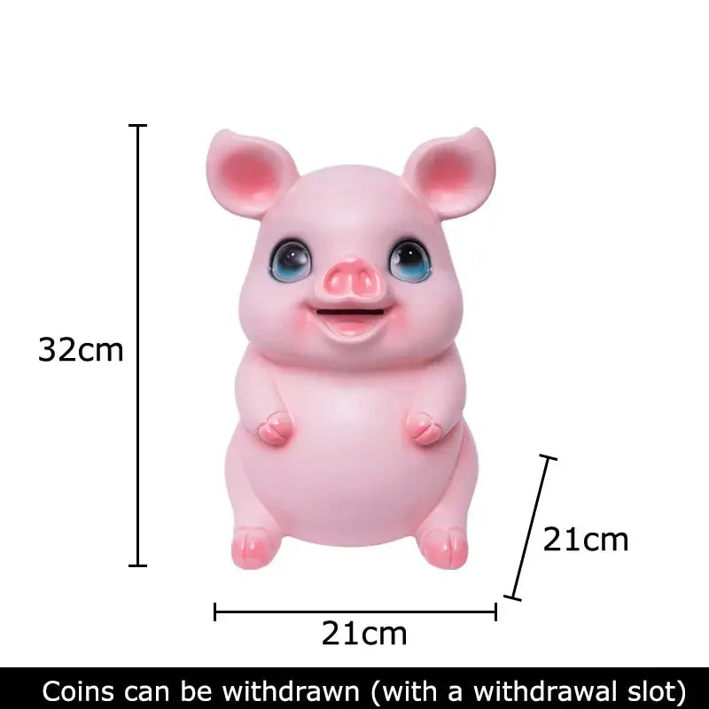Glossy pink ceramic piggy bank bedroom savings jar