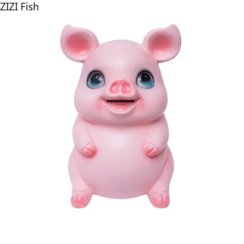 Glossy pink ceramic piggy bank bedroom savings jar