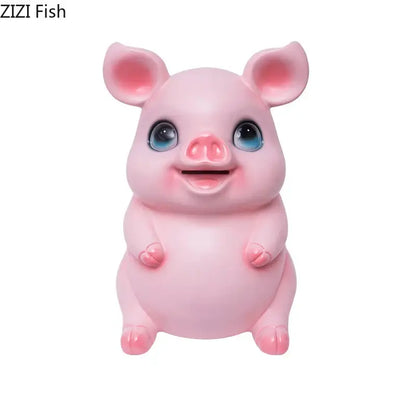 Glossy pink ceramic piggy bank bedroom savings jar