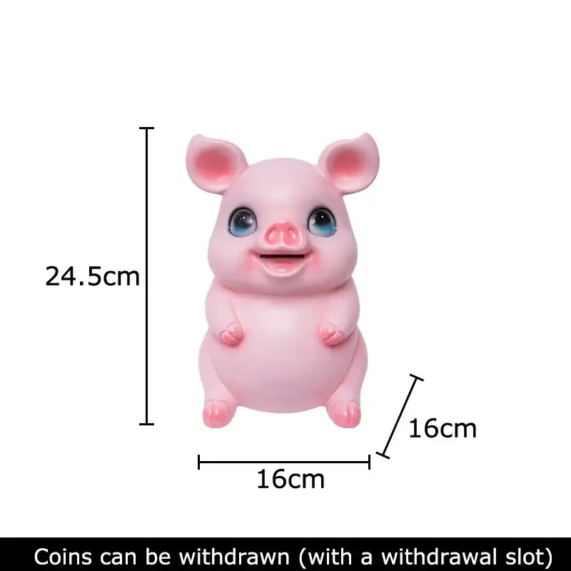 Glossy pink ceramic piggy bank bedroom savings jar