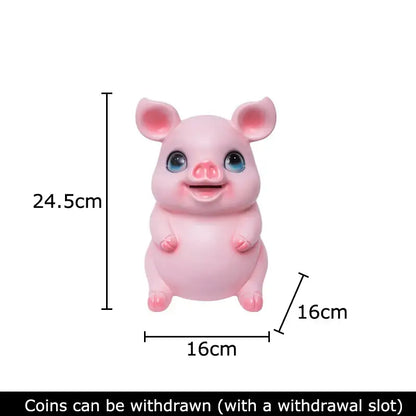 Glossy pink ceramic piggy bank bedroom savings jar
