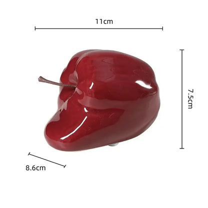 Glossy red abstract melting apple ceramic sculpture living room decor