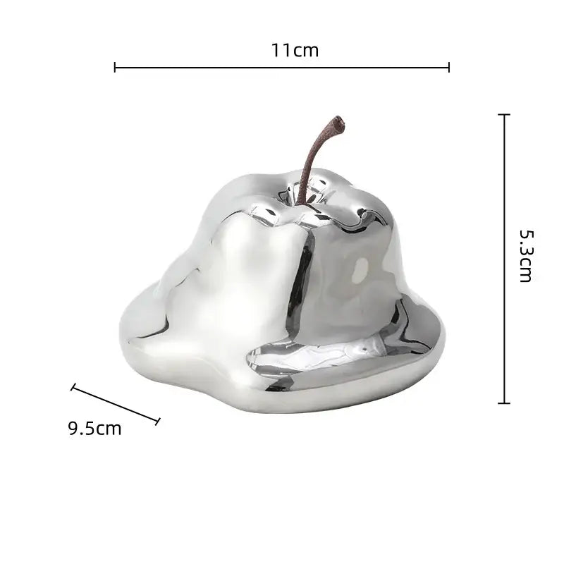 Glossy red abstract melting apple ceramic sculpture living room decor