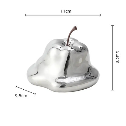 Glossy red abstract melting apple ceramic sculpture living room decor