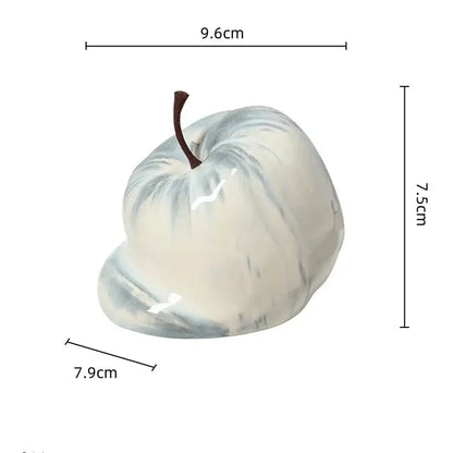 Glossy red abstract melting apple ceramic sculpture living room decor