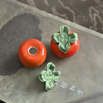 Glossy red ceramic strawberry fruit sculpture tea caddy kitchen decor