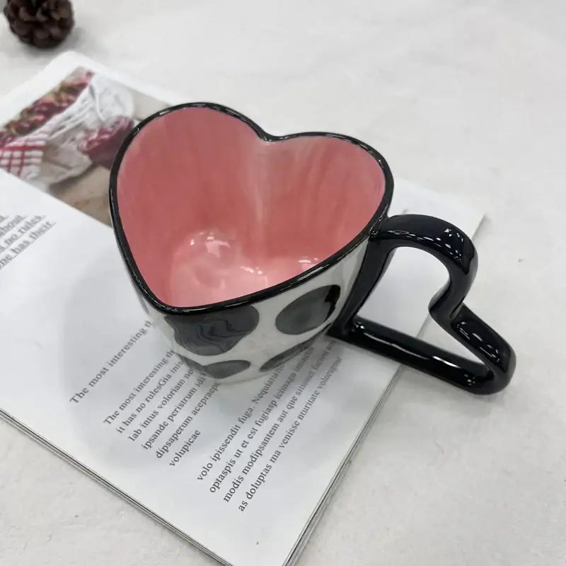 Glossy red heart shape ceramic coffee mug kitchen gift