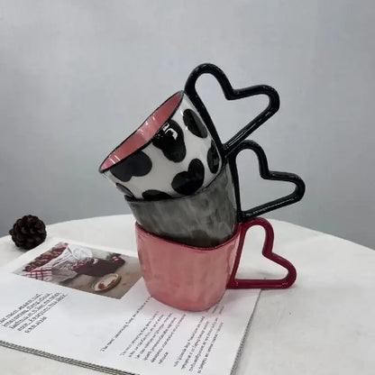 Glossy red heart shape ceramic coffee mug kitchen gift