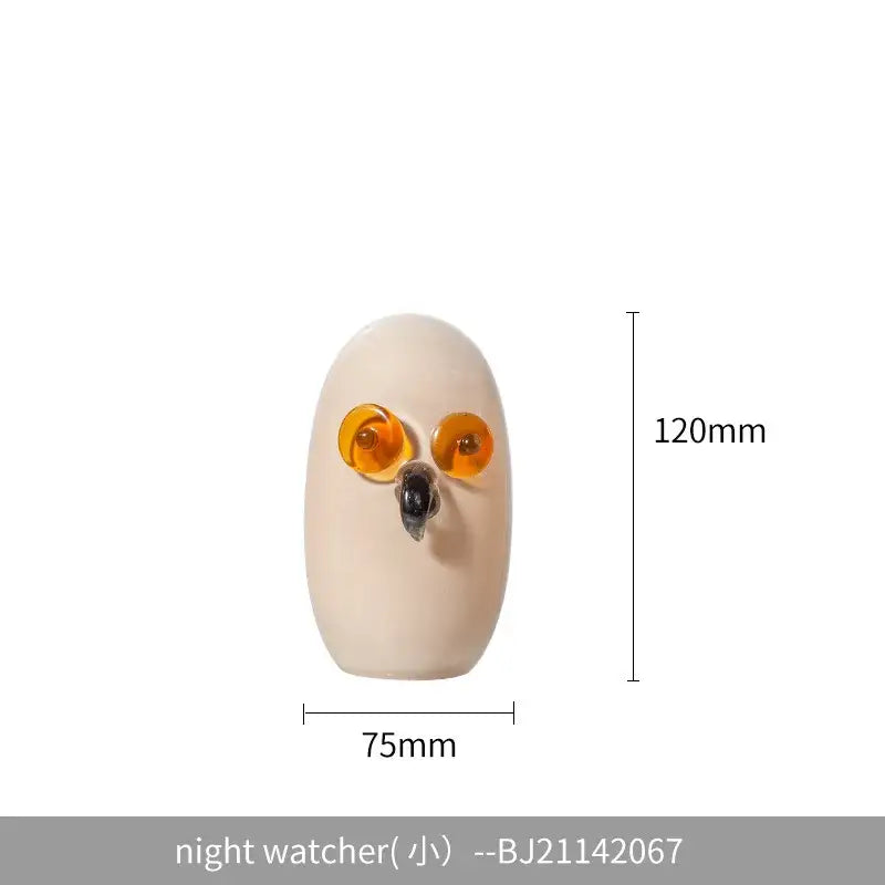 Glossy white cartoon owl glass sculpture living room home decor