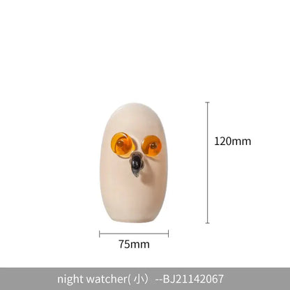 Glossy white cartoon owl glass sculpture living room home decor