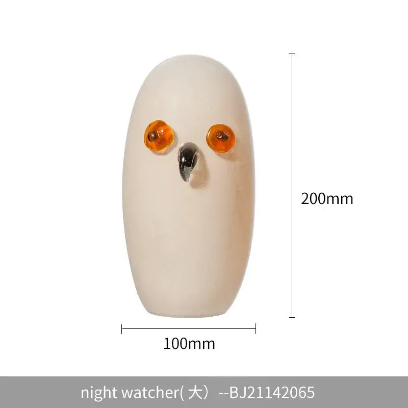 Glossy white cartoon owl glass sculpture living room home decor
