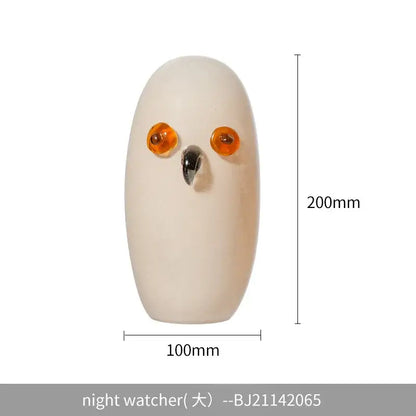 Glossy white cartoon owl glass sculpture living room home decor