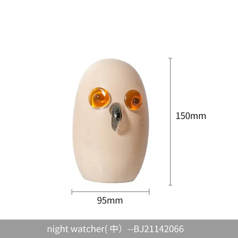 Glossy white cartoon owl glass sculpture living room home decor