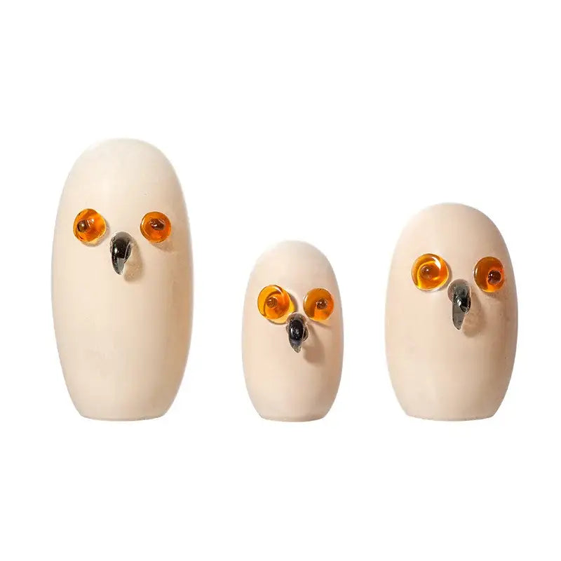 Glossy white cartoon owl glass sculpture living room home decor