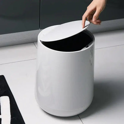 Glossy white cylindrical waste bin garbage classification kitchen