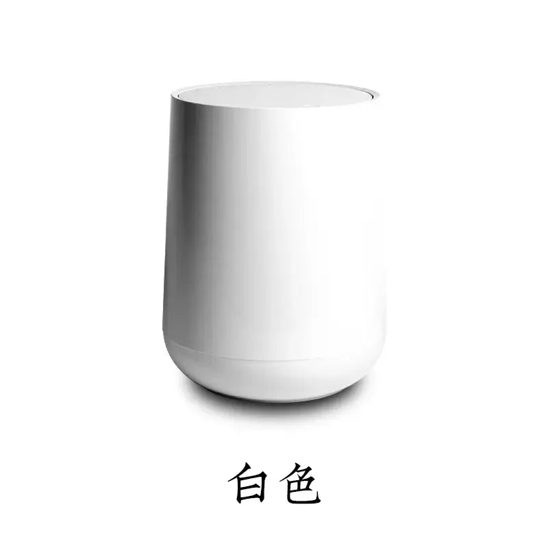 Glossy white cylindrical waste bin garbage classification kitchen