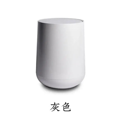 Glossy white cylindrical waste bin garbage classification kitchen