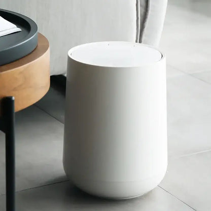 Glossy white cylindrical waste bin garbage classification kitchen