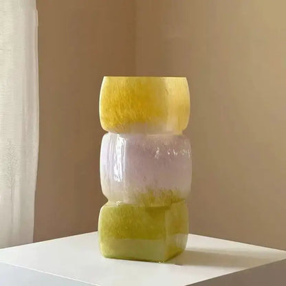 Glossy white geometric square vase table decor living room hotel