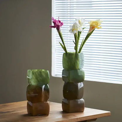 Glossy white geometric square vase table decor living room hotel