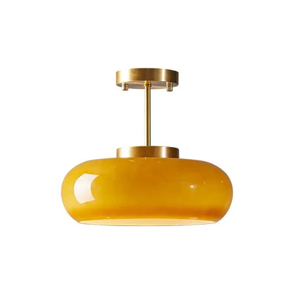 Glossy yellow glass ball led pendant light for kitchen or dining room