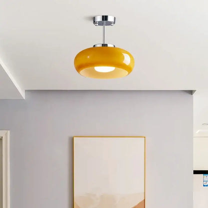 Glossy yellow glass ball led pendant light for kitchen or dining room