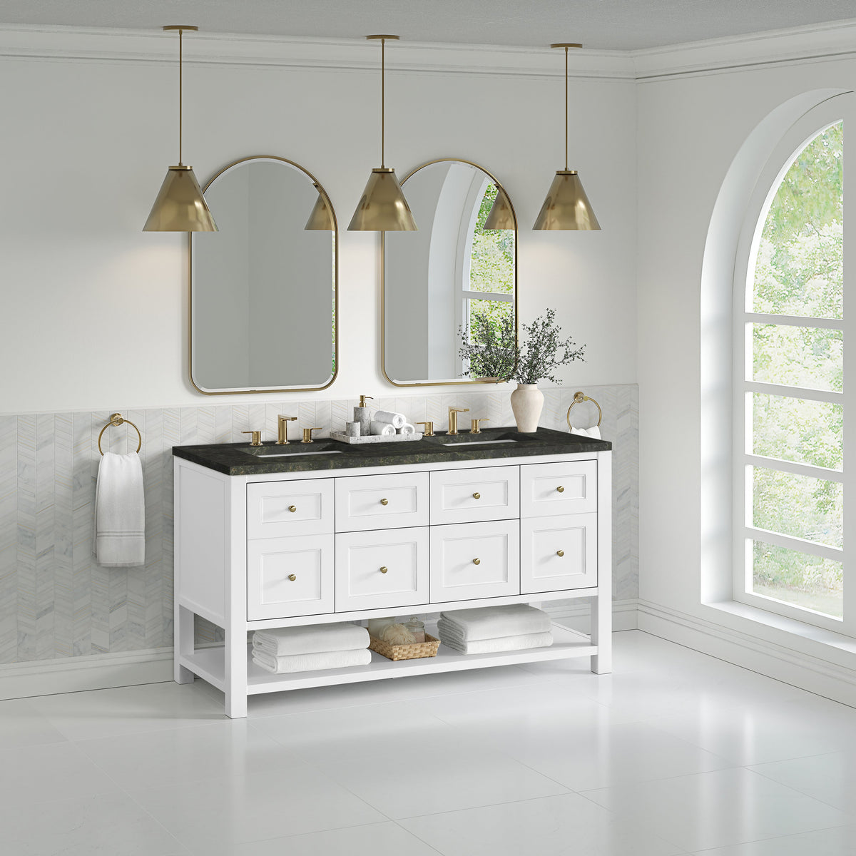 James Martin Breckenridge 60" Double Bathroom Vanity, Bright White