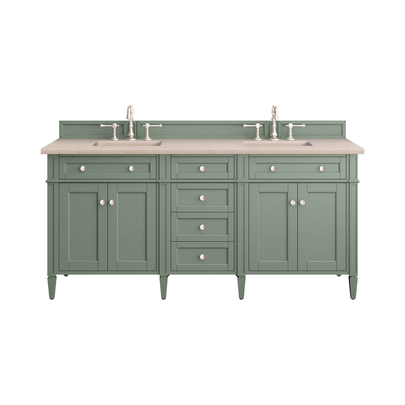 James Martin Brittany 72" Double Bathroom Vanity, Smokey Celadon