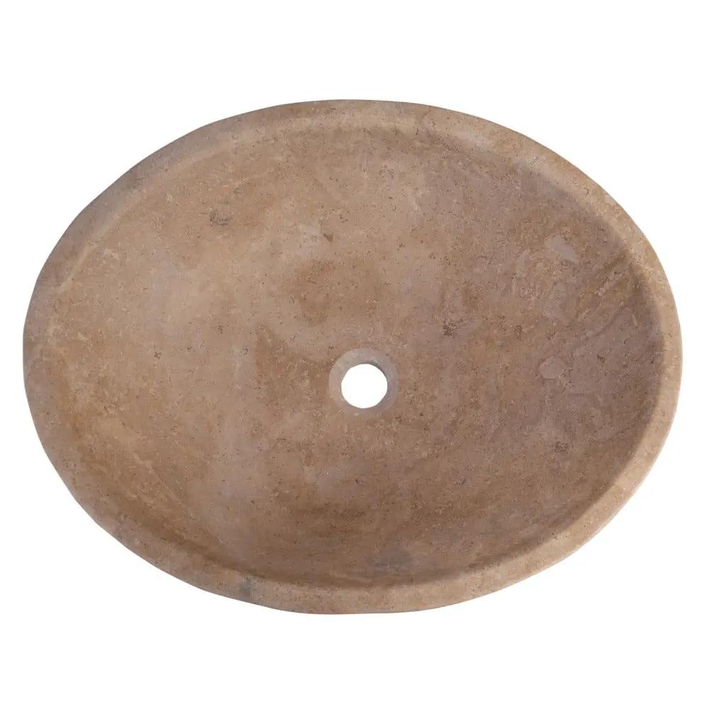 Oval Walnut Travertine Vessel Sink 16x20.5 Natural Stone
